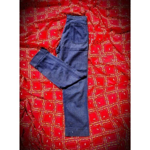 Vtg 1950s Rockabilly VLV Country Western Workwear Dark Denim Blue Jeans Sz 28-29 - Picture 2 of 7